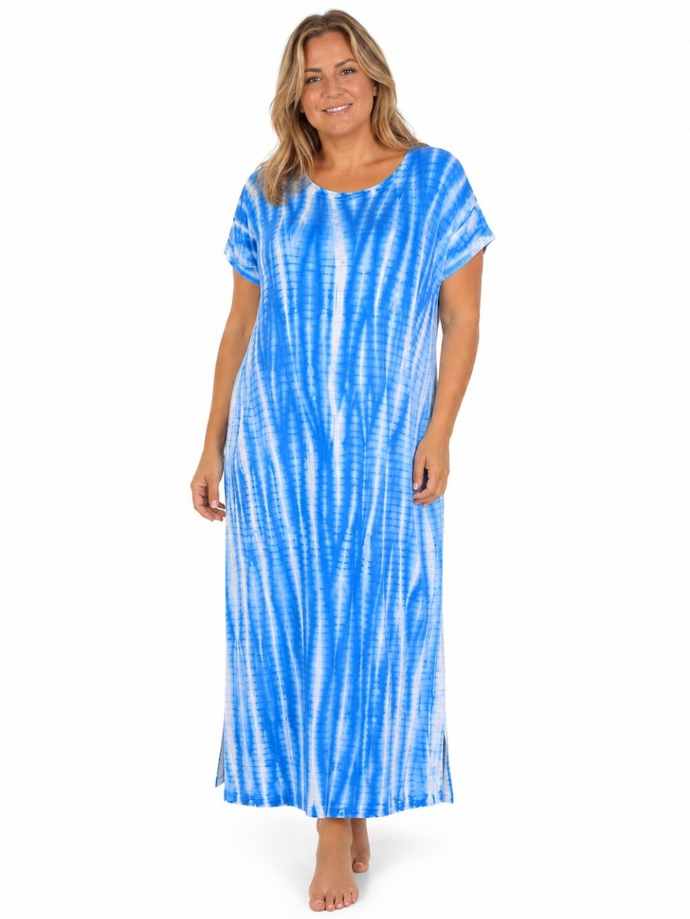 Hatley XL Blake Azure Blue Tie Dye Maxi Dress Coastal Summer NWT